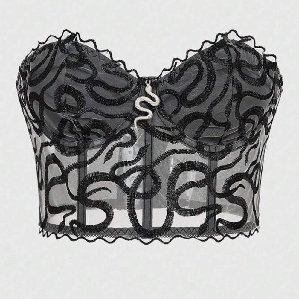 Sheer Snake Corset/Tube Top/Crop Top W/ Charm NWT
